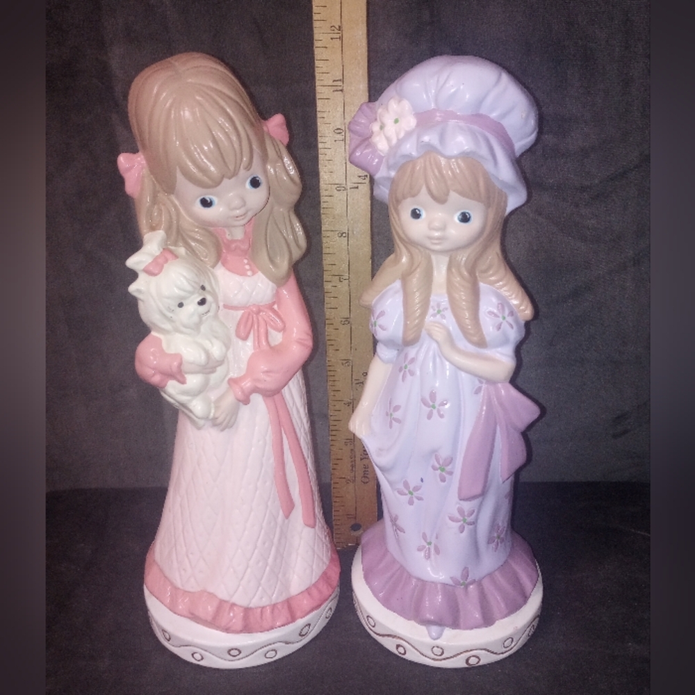 Vintage Ceramic 1980 Painted Girls 12 in Handmade - Picture 14 of 15